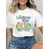 European Size Women'S Casual Short Sleeve T-Shirt | "The Land Before Time" Graphic Print, White Crew Neck with Colorful Dinosaur & Floral Design