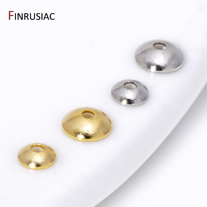 3/4mm 14K Gold Plated Brass Round Bead Caps Fitting,Bead End Caps For Jewelry Making Needlework Spacer Bead Caps DIY Accessorie
