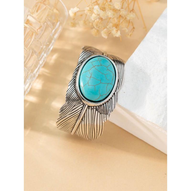 Bohemian Peacock Feather Bracelet Iron Alloy Electroplated Vintage Style Statement Jewelry Women