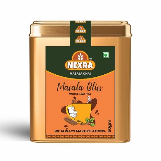 Nexra Masala Bliss Tea, Whole Leaf Herbal Blend with 11 Spices, Premium Tin Box, 100g (50gm, Masala Tea) 100GM