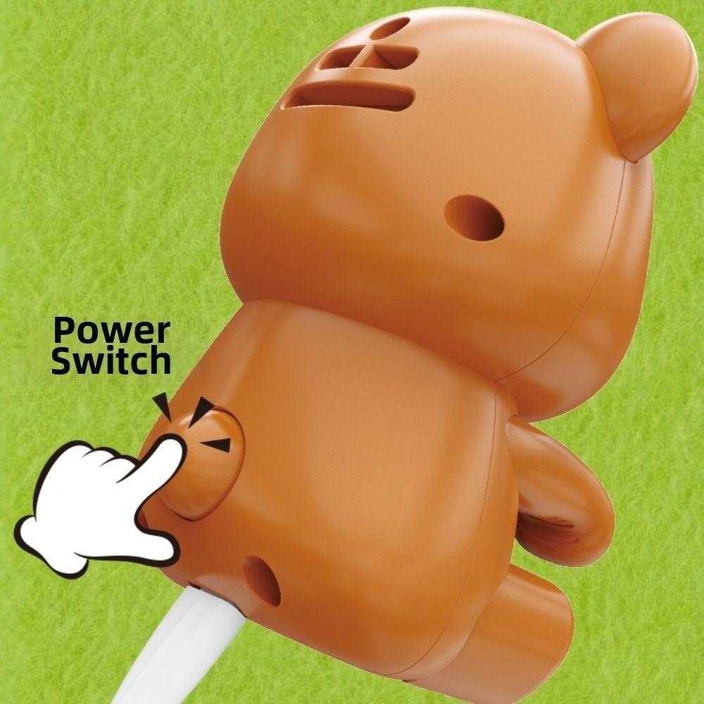 USB Rechargeable Clip-On Mini Food Cooling Fan Brown Bear Handheld Fan for Coffee Tea Cooling