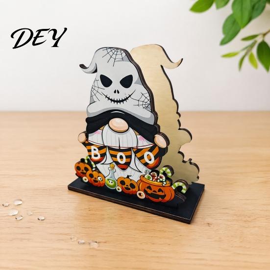 Sturdy Wooden Craft Halloween Napkin Holder, Ghost Pumpkin Decorative Tabletop Tissue Dispenser, Storage Paper Organizer for Holiday Dinner