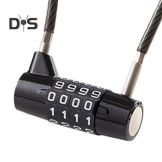 4-Digit Combination Lock Wire Rope Safety Coded Lock Zinc Alloy Multi-purpose Dormitory Gym Locker Cabinet Luggage Anti-theft Password Padlock