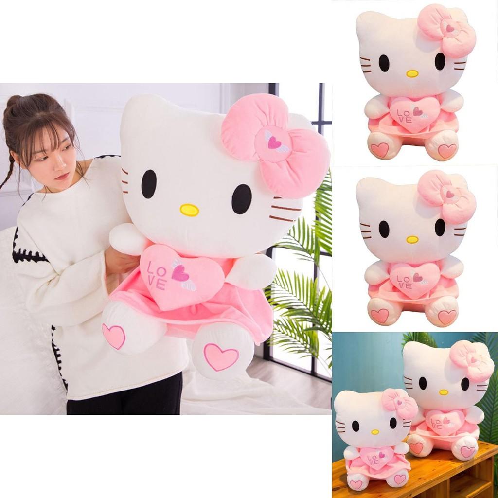 Cuscino Peluche a Forma di Cuore Carino Hello Kitty Grande e Morbido Regalo per Bambini di Tutte le Età