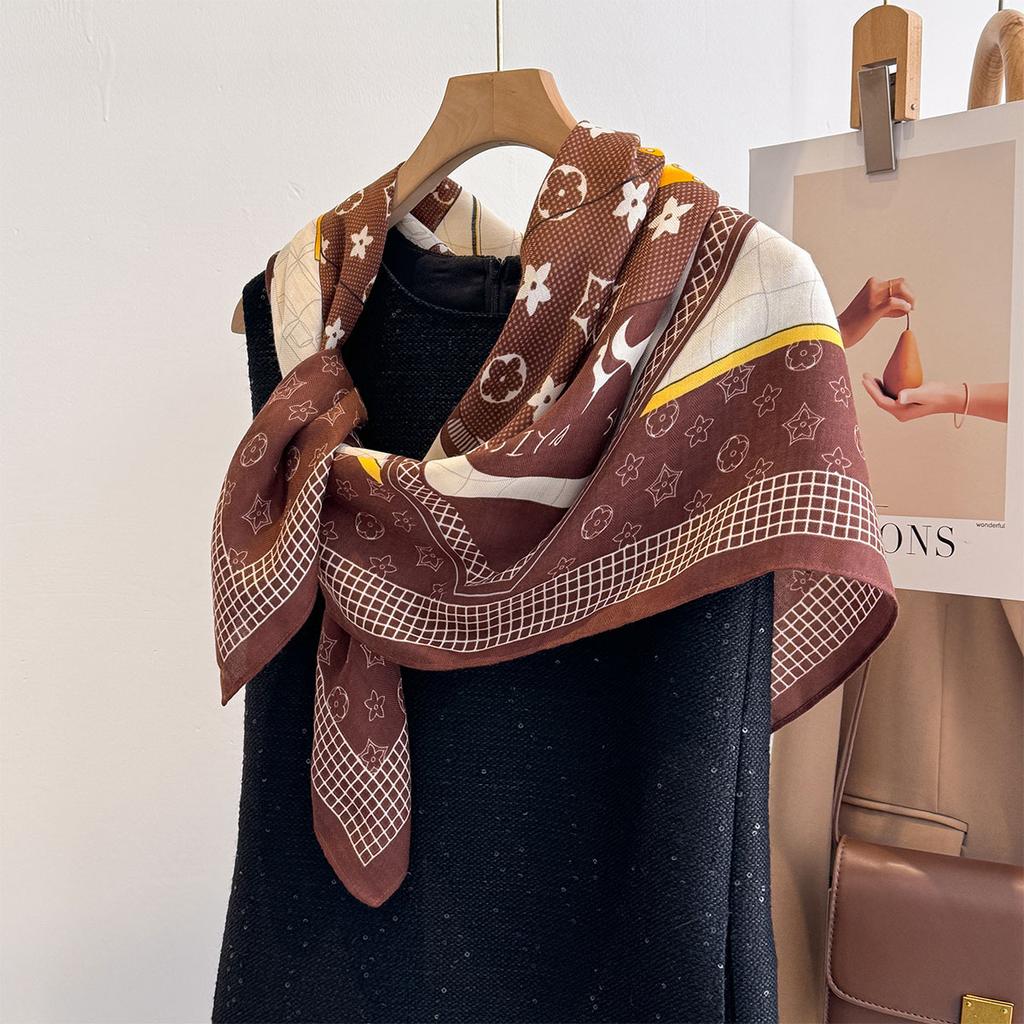 New herringbone pattern 91 square scarf temperament versatile scarf fashion temperament shawl silk scarf printed bag head scarf wholesale