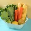 Vegetable Draining Basket Double Layered Plastic Food Fruit Bowl and Strainer Set for Kitchen