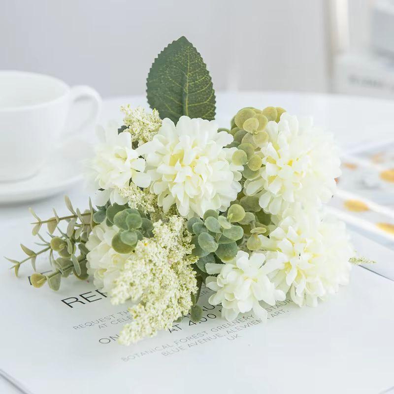 Artificial Flowers Lavender Silk Ball Chrysanthemum for Home Decor Wedding Dining Table Centerpiece Fake Plants Bridal Bouquet