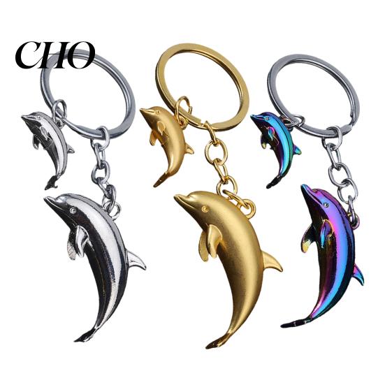 Animal Keychain Pendant Zinc Alloy Dolphin Design Key Chain Easy To Hang Electroplated Metal Ring Backpack Car Accessory Oxidation Resistant
