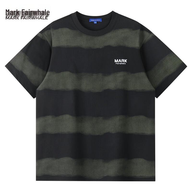 Mark Fairwhale Men's Tie-Dye Stripe Embroidered Crew Neck T-Shirt