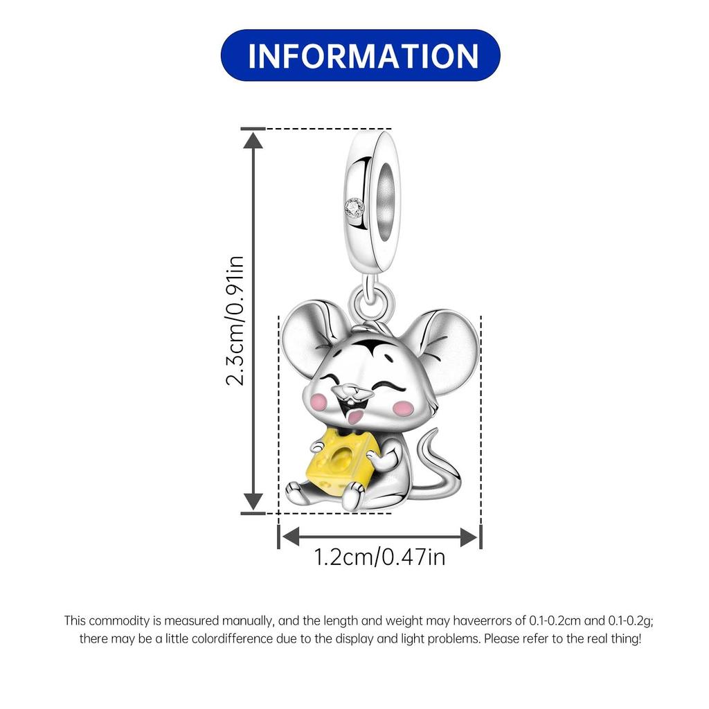 Tiktok Hot Selling Fashion Little Mouse Shape Copper Silver Plated Bracelet Pendants Cute Necklace Charm DIY Jewelry Accessories