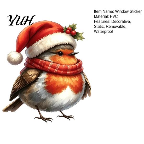 DIY Holiday Home Accents Christmas Bird Static Window Stickers, Cute Decorative Clings, PVC Waterproof Glass Stickers for Murals Windows And