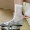 Spring and Summer White Stockings for Children, Long-legged with Geometric Lace Edging, Pure Cotton, Anti-Spangling, Bone-Free Women's Stockings