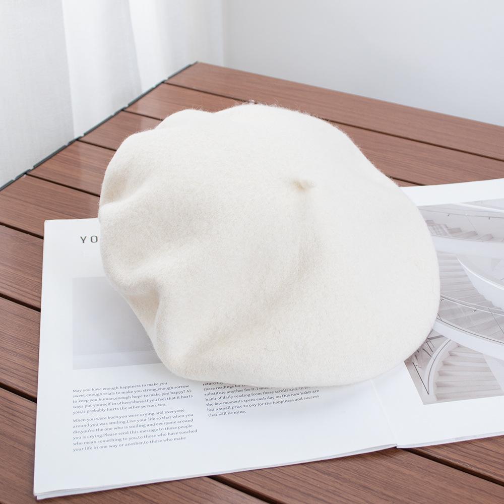 Berretto Donna Britannico Vintage Autunno e Inverno Lana Pittore Cappello Signora Cappello Bocciolo Versatile Tendenza ins