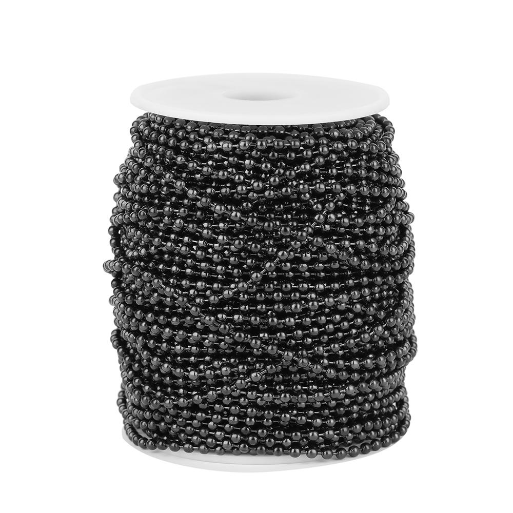 Lot de 5 m de chaînes à billes en métal couleur or, noir, bronze, argenté, 1,2 à 4 mm pour colliers, fabrication de bijoux, accessoires