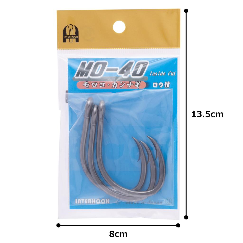Interhook Large Fish Hook M O Inside Cut Brazed Specification Black Size 40 (Inside Cut) 3-Pack