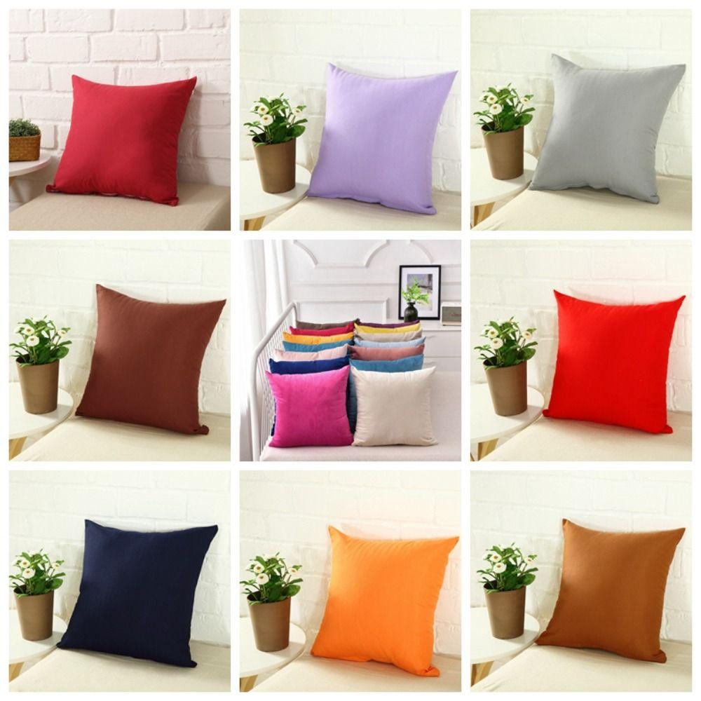 Colorful Solid Color Pillowcases Simple Cushion Cover Candy Color Pillow Case Cover  Office