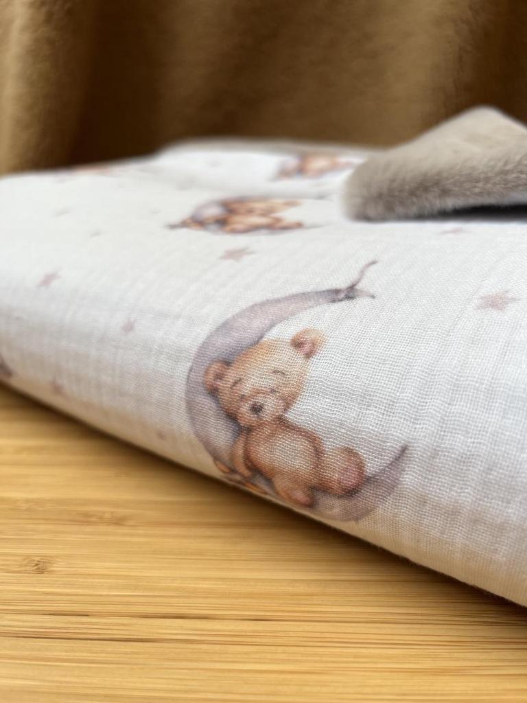Muslin Baby Blanket with Eco Fur