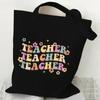 Teacher's Day Gift Teacher Print Canvas Tote Bag Women Handbag Colored Letters Teacher Canvas Tote Bag Floral Shoulder Bag