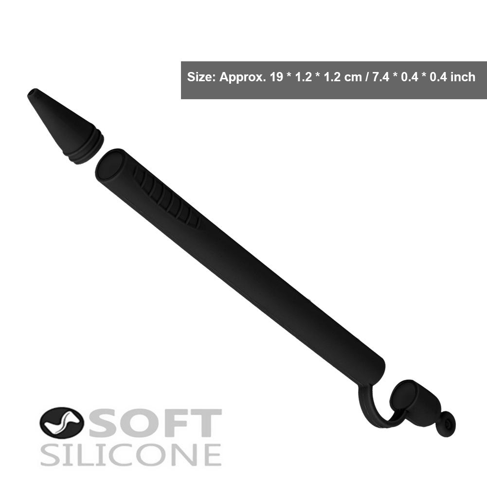 Leichter Silikon Runder Stifthalter Anti-Verloren & Rutschfest Für Apple Pencil (Schwarz)