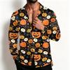 Men's Casual Loose Fit Breathable Shirt Jacket with Turn-Down Collar for Halloween Spring and Fall