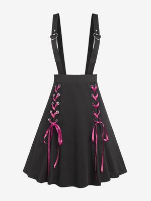 Rosegal Plus Size Heart Buckles Lace Up Suspender Skirt