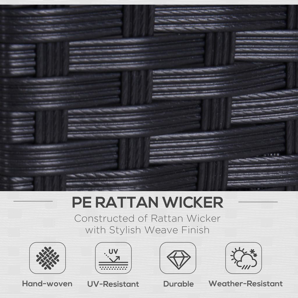 Rattan Sofa, 2 Seater Garden Furniture with Soft Padded Cushion and Armrests, Wicker Garden Loveseat for Patio, Black