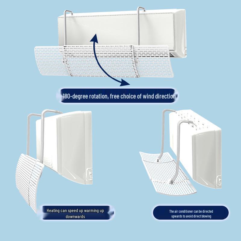 Universal Air Conditioner Wind Deflector: No-Install, 180° Rotating Airflow Shield