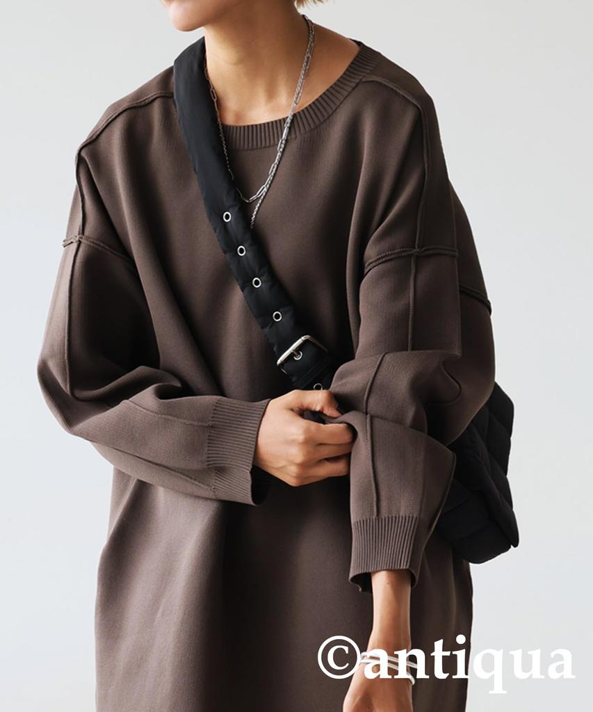 Antiqua Sponge Knit Regular to Size Mocha Dress, Women's, PN-00488, (equivalent S-L), 47,