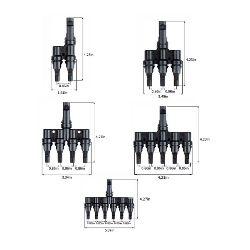1 Pair T2/T3/T4/T5/T6 Male&Femal Branch PV Solar panel Cable Connectors 30A 1000V Electrical Photovoltaic Panel Wire Connector