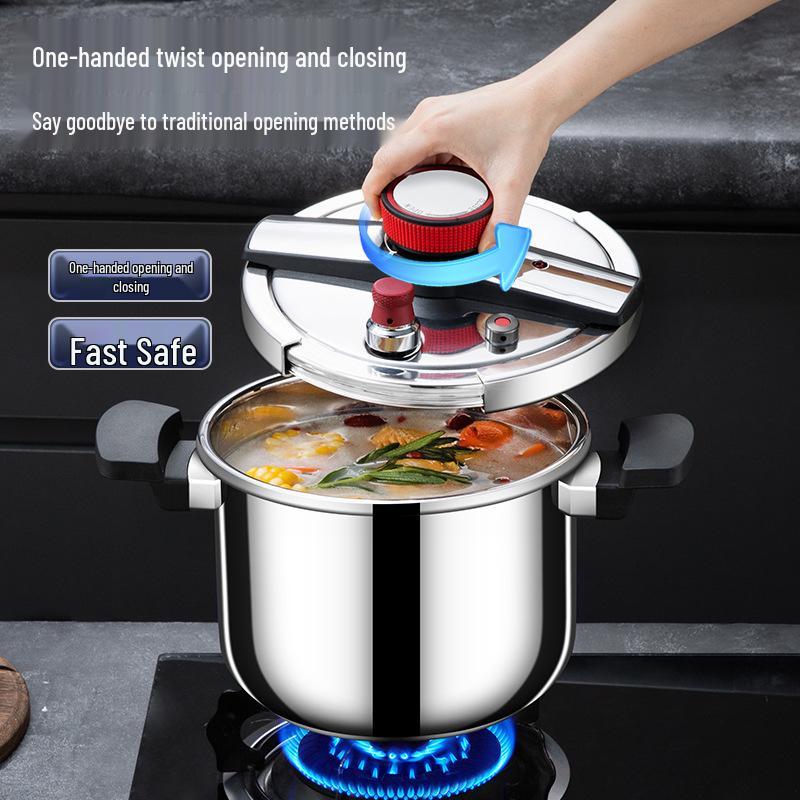 304 Stainless Steel Household Pressure Cooker, Explosion-Proof, Compatible with Induction & Gas Stoves, 4L & 6L, Serves 3-4 People