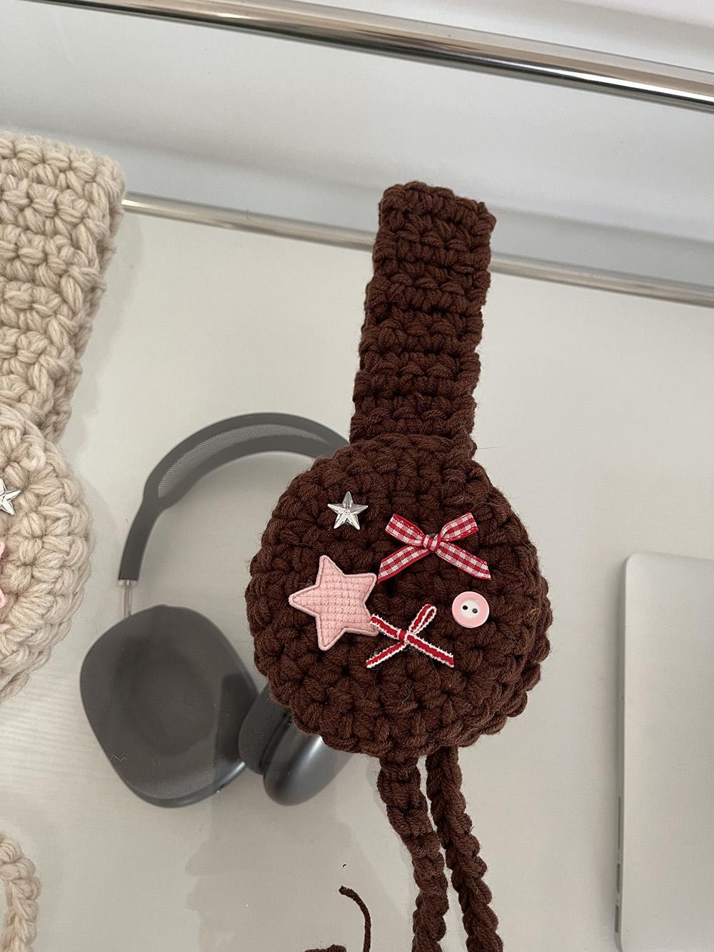 

Lovely Crochet Earmuff With Star&Bowknot Teens Adult Skiing Cycling Walking Earplugs Knitted Women Earmuff