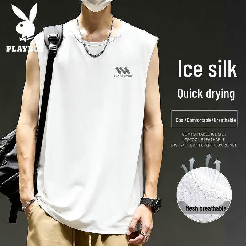 PLAYBOY Men s Quick-Dry Ice Silk Mesh Tank Top 3XL