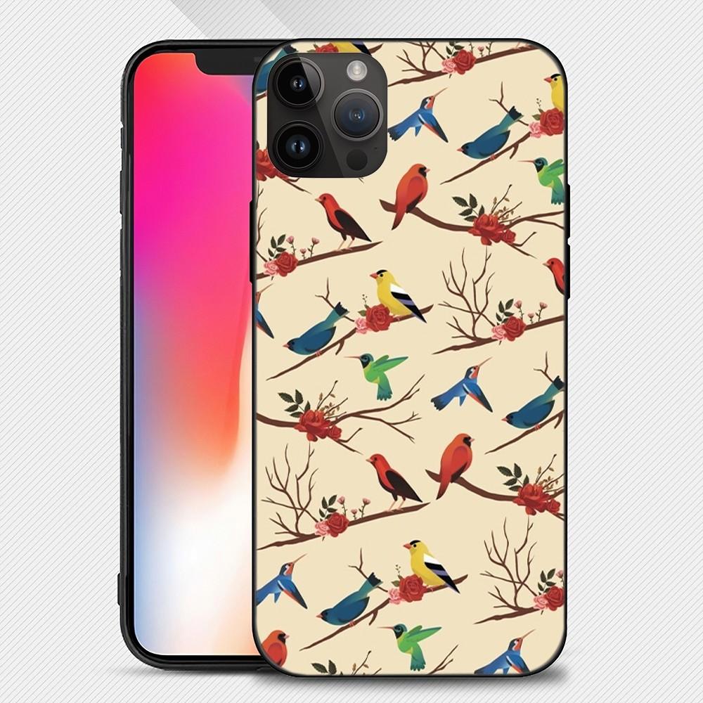 Garden Birds Phone Case Iphone15 14 13 12 11 Pro Max Mini X 7 8 Soft Case