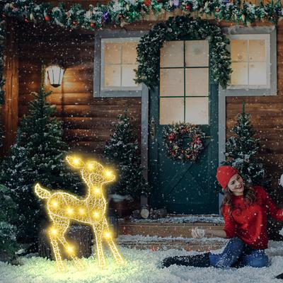 DIY Elk Silhouette Battery Powered Iron Art Elk Deer Statue Handmake Reindeer Statue Atmosphere Props Xmas Christmas Decorations