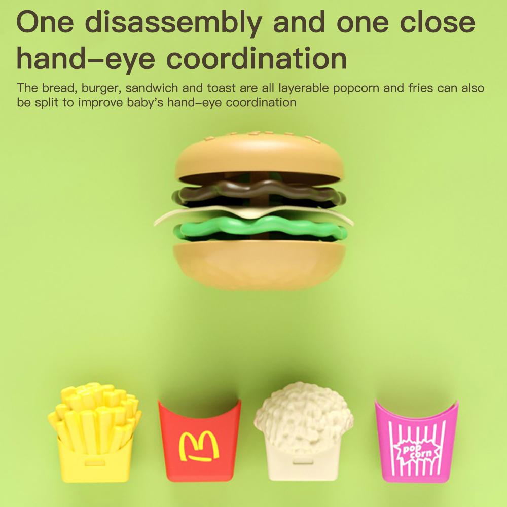 27 buc Set de jucării de simulare pentru copii, mâncare de bucătărie, hamburger, chipsuri de pâine, joc de rol, jucării educative cadou