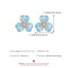 Layered Pink Enamel Flower Stud Earrings Gold Tone Trim Floral Earrings for Women