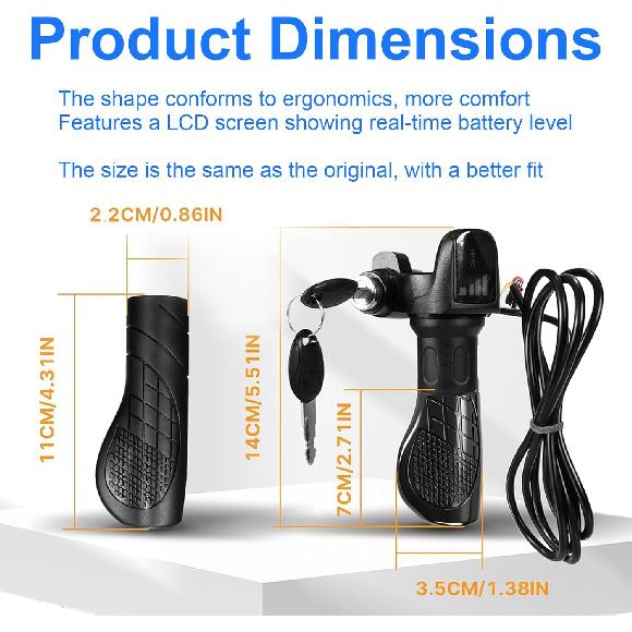 Half Twist Throttle Fits Ridstar Q20, 48V Ebike Throttle Grip Compatible with Ridstar Q20/Q20Lite/H20/H26Pro/H20 Pro/E26/E26Pro/MN20/MN26/DC26, Grips