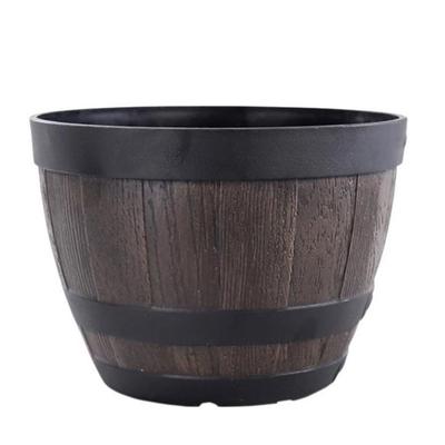 Ulation Fûts en Bois Pot de Fleurs en Résine 9 Pouces Pot de Fleurs Style Vintage Forme Seau Jardinière Décoration de Maison Patio Extérieur Ferme