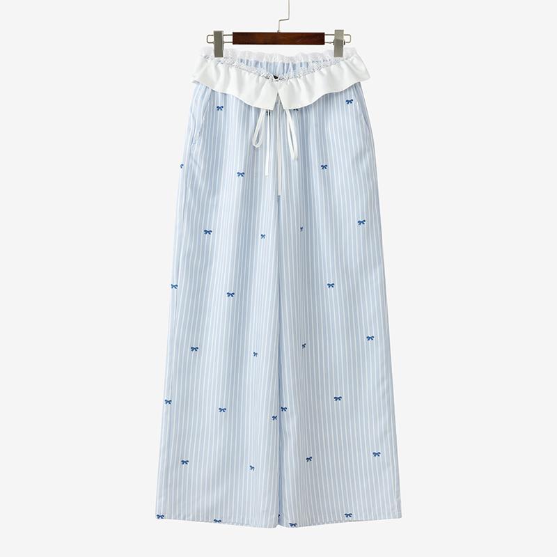 ZANZEA Womens Loose Casual Stripe Print Long Pants M синий