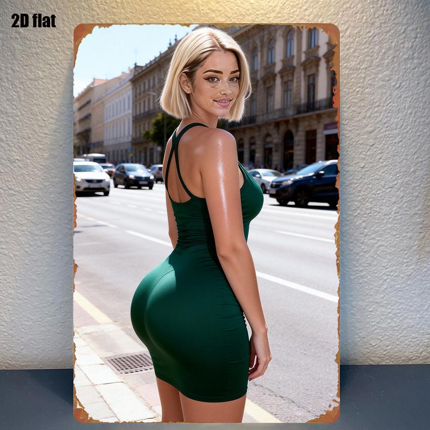 pc Metal Sign Featuring a Stylish Female Street Portrait Iconic Character Suitable for Wall Decoration in Living Rooms And Ga 20x30cm(7.8x11.8inch)