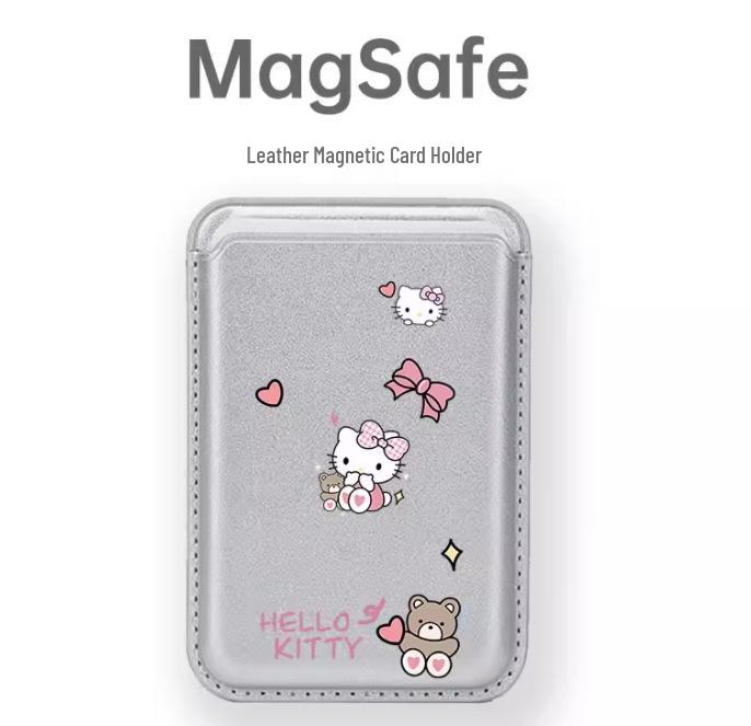 

Hello Kitty MAGsafe Leather Card Holder Phone Case for Apple Phones Single Card Holder