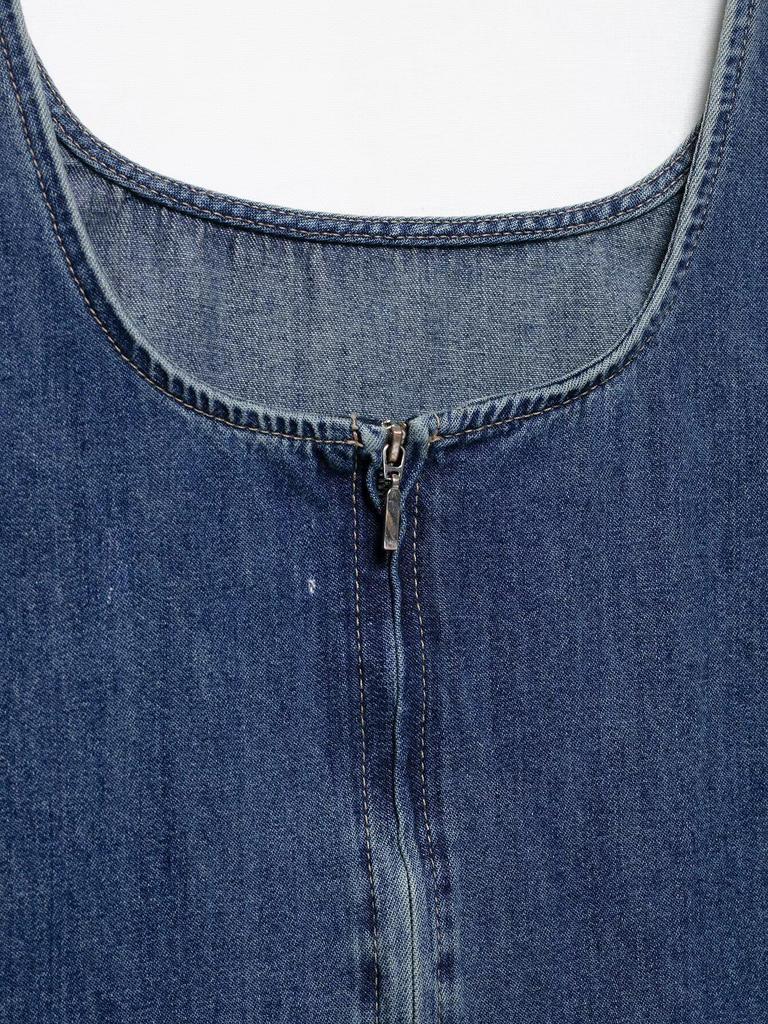 2025 Spring Fashion: European & American Style Women's Pleated Denim Dress