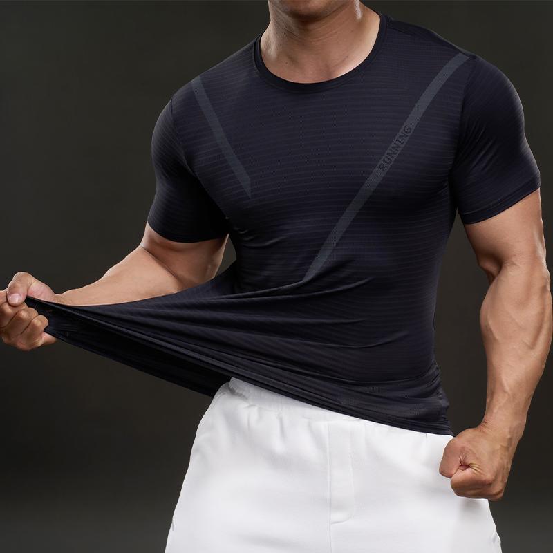 583309 Summer 2025 American Casual Short-sleeved T-shirt Fashionable Sports Slim Elastic Fitness Outdoor