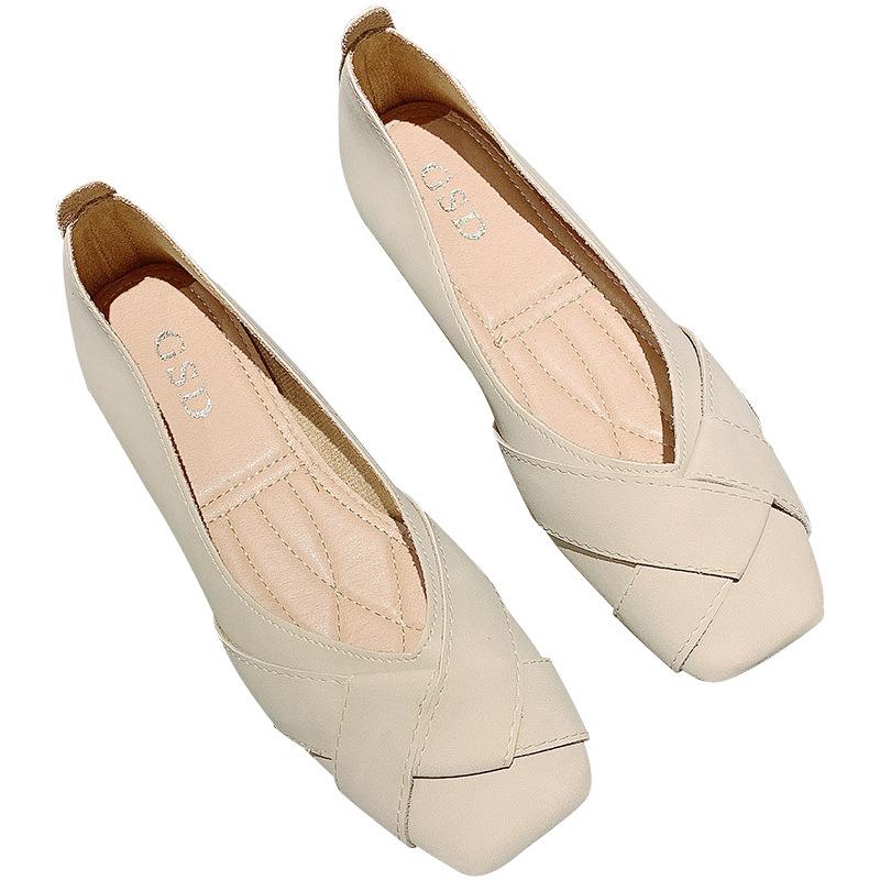 Luji Single Shoes Female 2024 New Spring and Autumn Fairy Wind Gentle Soft Sole Flat Shoes Shallow Mouth Versatile Bean Shoes