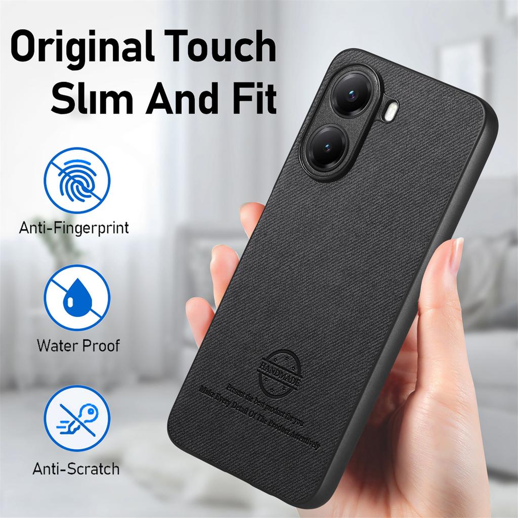 For Xiaomi Redmi Turbo 4 5G/Xiaomi Poco X7 Pro 5G Leather Phone Back Cover with Cloth Texture