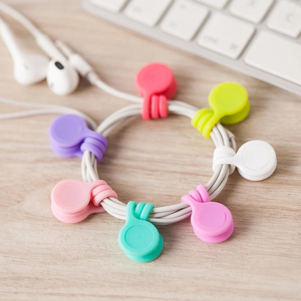 3PCS Soft Silicone Magnetic Cable Winder Organizer Cord Earphone Storage Holder Clips Cable Winder For Earphone For Data Cable