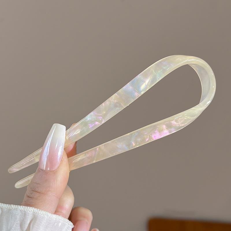 Retro U-shaped Acetate Hairclip for Women Elegant Temperament Ponytail Hairpin Fashion Girls Hair Accessories