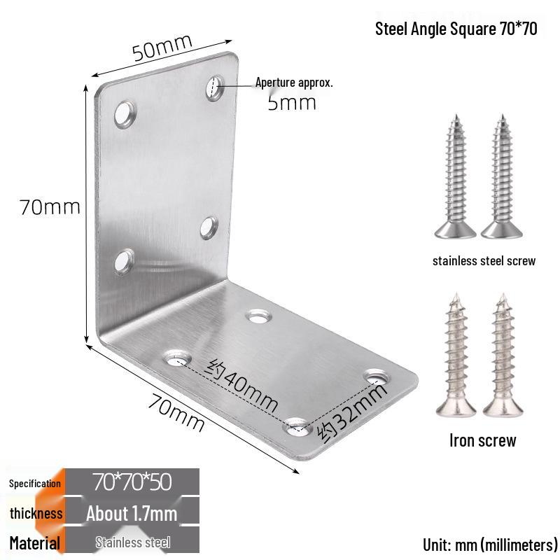 Stainless Steel 90° L-Shaped Thickened Angle Bracket Connector