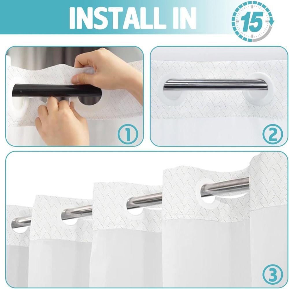 With Snap In Liner Hookless Shower Curtain Removable Shower Cover  Bathroom