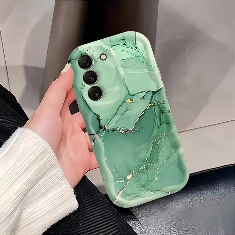 Colored Marble Cream Wave-Edge Case for Samsung S26 Ultra 5G Cases Galaxy S25 Plus S24 S23 S21 FE A17 A37 A57 A56 A55 A16 Cover
